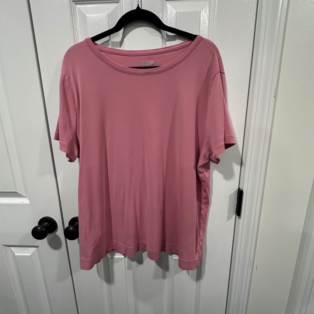 Duluth Trading Co Womens XXL Pink 100% Cotton Short Sleeve Crew Neck T-Shirt